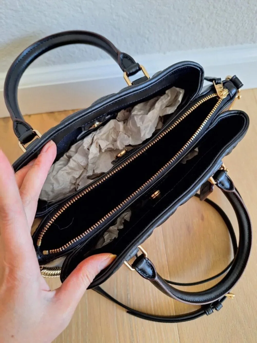 NWT COACH F37872 Mini Sage Carryall With Chevron Quilting Multi/Black $445